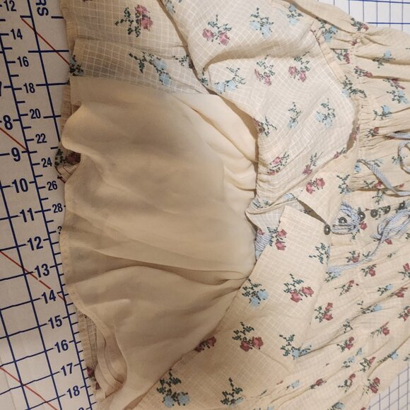 Free People Sundown Floral Mini Dress Broken Button Loop Tan Small - Picture 6 of 11